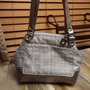 New Faux Leather Double handle Shoulder Satchel Bag Purse Aqua Brown Coastal